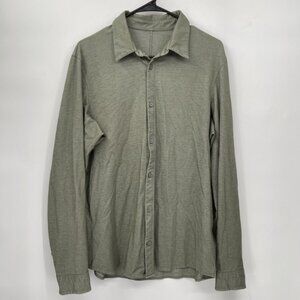 Lululemon Shirt Men's L Green Button Up‎ Long Sleeve Stretch Performance Work